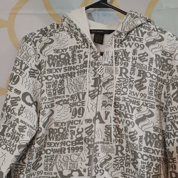 NEW ROCAWEAR Hooded Full Zip Sweatshirt White/Silver Youth Size Large NWOT - Picture 2 of 6